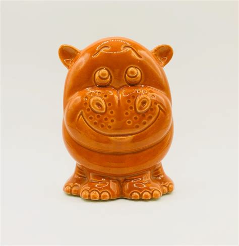 Whimsical Hippo Ceramic Bank Vintage House Hippo Etsy
