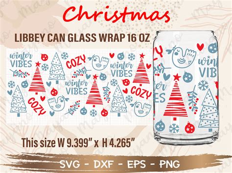 16oz Christmas Libbey Can Glass Wrap Svg Graphic By Mayano · Creative
