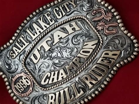 1996 Rodeo Trophy Belt Buckle~salt Lake City Utah Champion Bull Rider