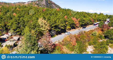 Beautiful Colors Of New England Foliage Aerial Bird Eye View Stock