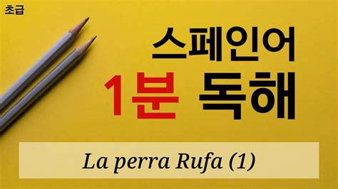 쉬운 스페인어 1분 독해 La Perra Rufa 강아지 루파 첫번째 이야기 입니다 Youtube