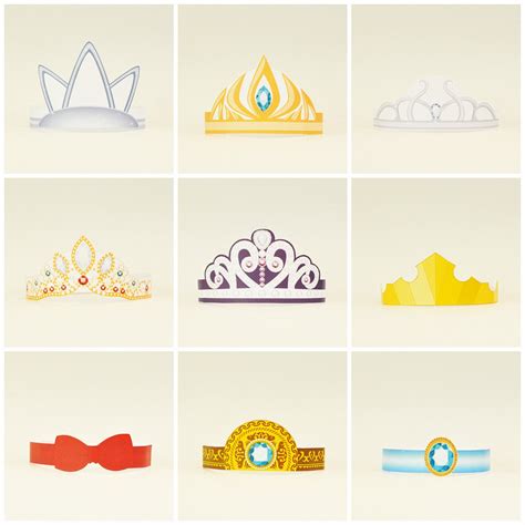 10 Disney Paper Crowns Princess Party Dyi Crown Set Etsy