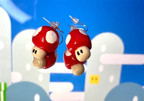 Toad Mario Kart Polymer Clay Earrings Handmade Drop Earring Etsy