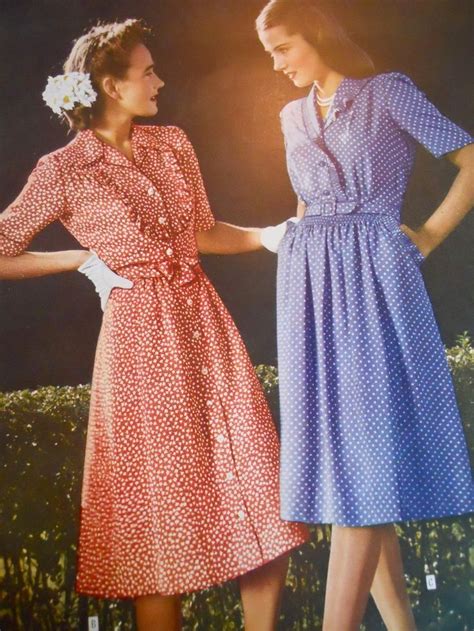 Wwii Era Casual Dresses Sears 1944 History 1940s Fashion