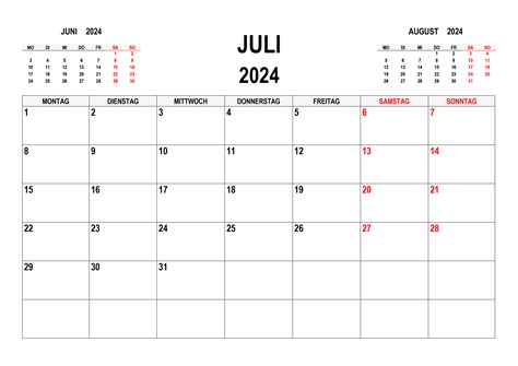 Kalender Juli 2024 Kalendersu