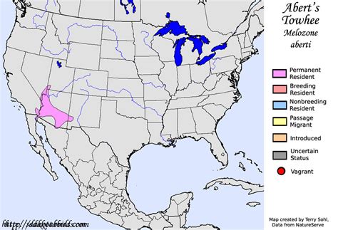 Aberts Towhee Species Range Map