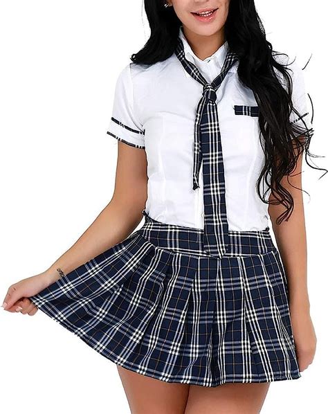 Buy Yizyif Womens School Girl Uniform Cosplay Shirt Pleated Mini Skirt Outfit Set Anime Sailor