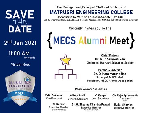 “mecs Alumni Meet” On 02 01 2021 Matrusri Engineering College