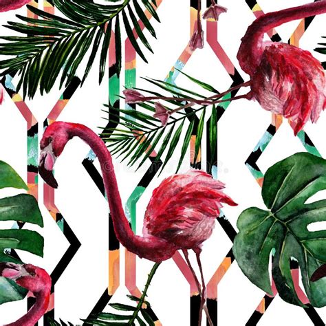 Exotic Red Flamingo In A Wildlife Isolated Watercolor Background