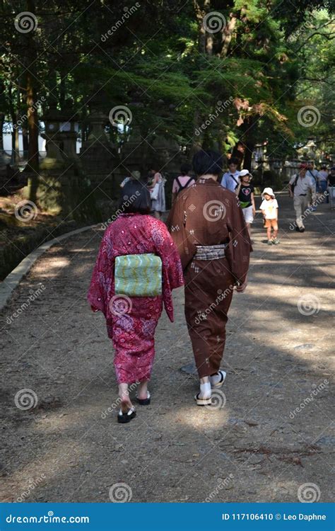 A Couple Walking With Their Yukata Editorial Image Image Of Road