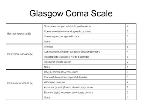 Pediatric Glasgow Coma Scale Printable Workbopqe