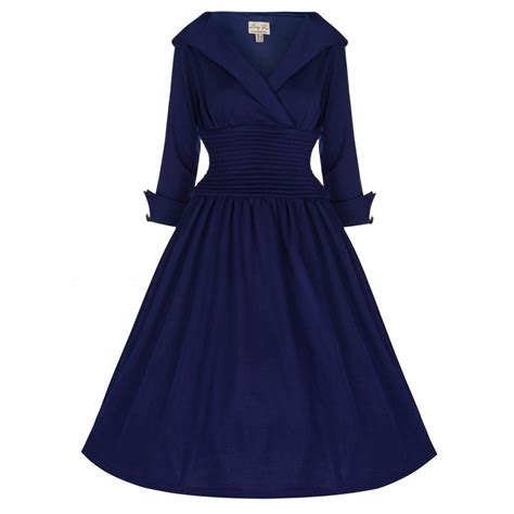 Ramona Navy Blue Swing Dress Vintage Inspired Fashion Vintage Dress Blue Vintage Mini