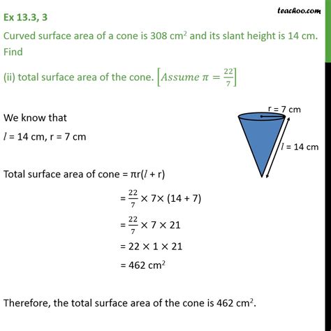 Ex 111 3 Curved Surface Area Of A Cone Is 308 Cm2 Ex 111