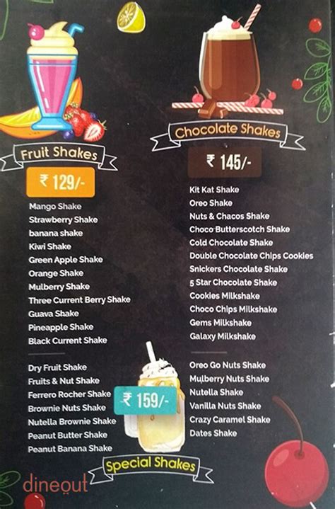 Menu Of Mr Milkshake Yousufguda Central East Hyderabad Dineout Discovery