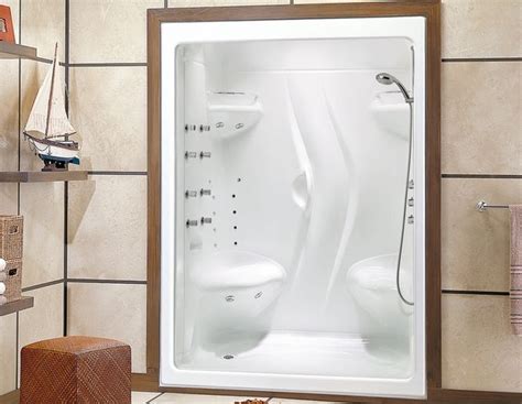 Once assembled, the shower stall kit contains two walls, one top rail where you can hang a shower curtain for easy in/out access (plumbing not included) and a gate/door. one piece shower stall at lowes