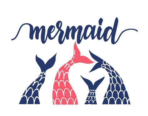 Mermaids With Mermaid And Fish Tails Vector Illustration Of Sea