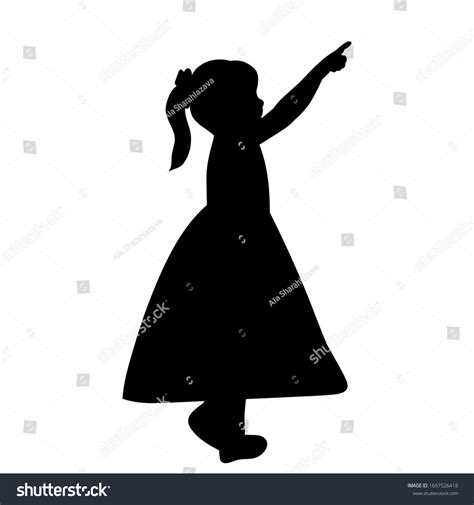 White Background Black Silhouette Little Girl Stock Vector Royalty