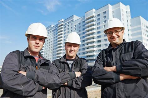 Builders Team At Construction Site Stock Image Image 45214995