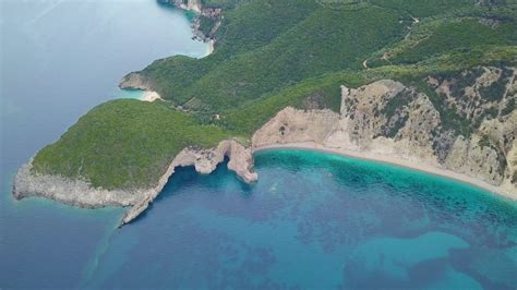 Flight Over Of Paradise Beach At Corfu Island In Greece Stock Video