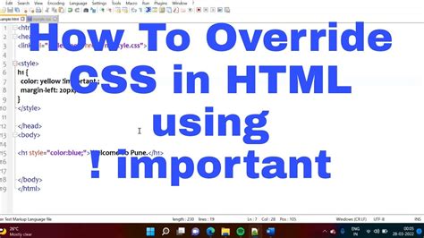 How To Override Css In Html Using Important Directive Youtube