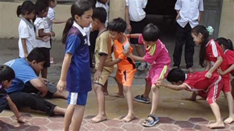 Primary School Student Play Khmer Traditional Game My Country