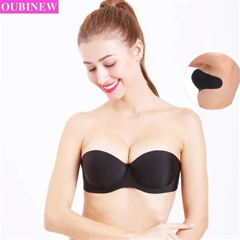 Oubinew Women Strapless Bra Push Up Silicone Invisible Bras Backless Adhesive Stick On Gel