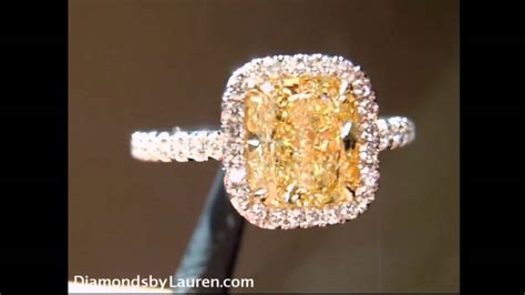 152ct U V Natural Light Yellow Cushion Diamond Ring R5032 Youtube