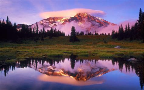 Mount Rainier Lake National Park Washington Us State