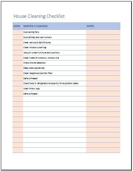 daily weekly monthly seasonal house cleaning checklist