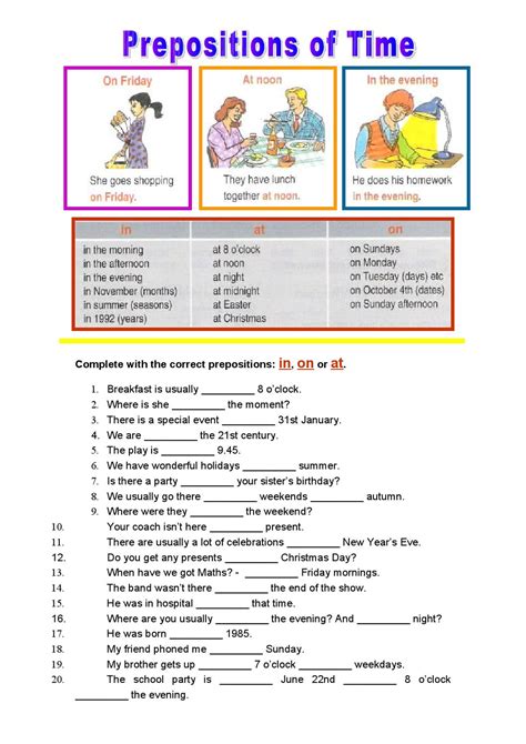 Prepositions Of Time Worksheet 7th Grade By Maria Miguel Issuu