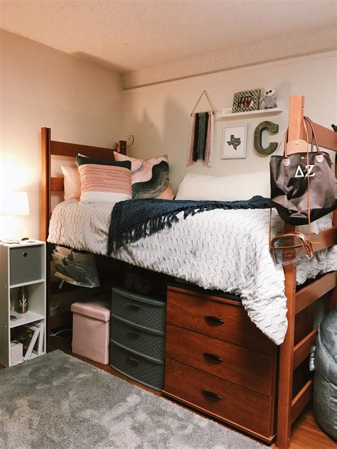 College Dorm Room Texas Aandm University Pink Gray Dorm Room Inspiration Single Dorm
