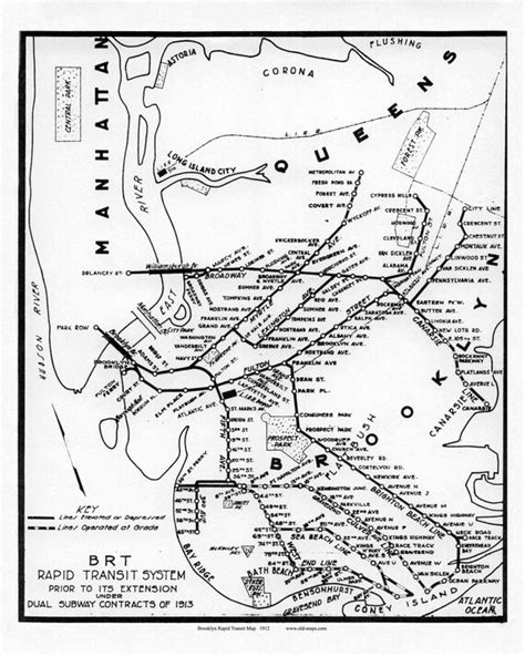 1912 Subway Map Brooklyn Rapid Transit Old Map New York City Etsy