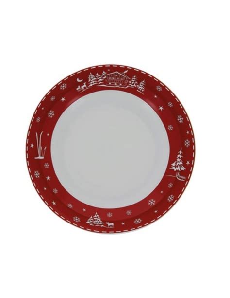 Assiette Creuse En Porcelaine Chalet Rouge Cm