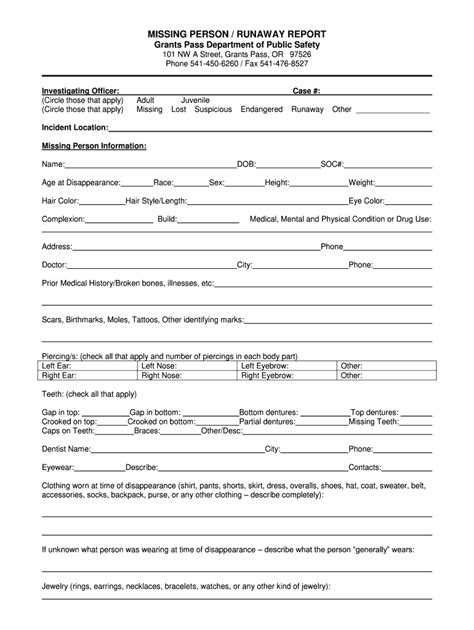 Blank Missing Person Report Fill Online Printable Fillable Blank