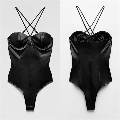Zara Womens Black Bodysuit Depop
