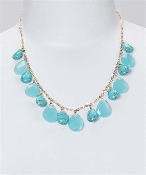 Gold Turquoise Teardrops Necklace Zulily Inspirational Necklace