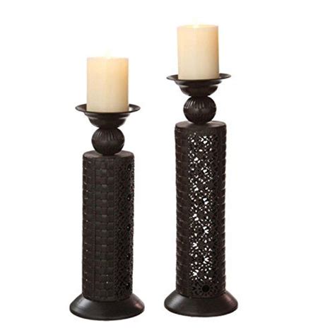 Set Of 2 Ornate Modernstyle Iron Pillar Candle Holders 165 Be Sure