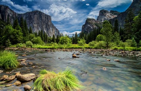 Download Cloud Mountain Landscape Tree Stream Cliff Nature Yosemite
