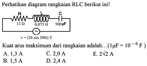 Perhatikan Diagram Rangkaian RLC Berikut Ini Kuat Arus Ma
