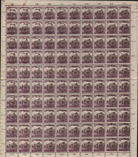 1 Full Sheet100 Stamp With All Error Romania Hungary 1919 Oradea 15