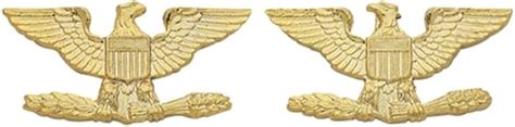 Colonel Eagle Gold Uniform Collar Brass Pins Insignia