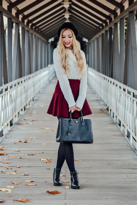 Ootd Autumn Vibes Turtleneck Sweater Burgundy Skirt Fashionmylegs