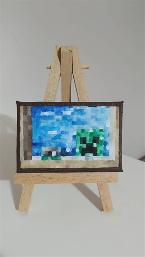 Tried Painting My Favourite Minecraft Painting On Mini Canvas Rminecraft