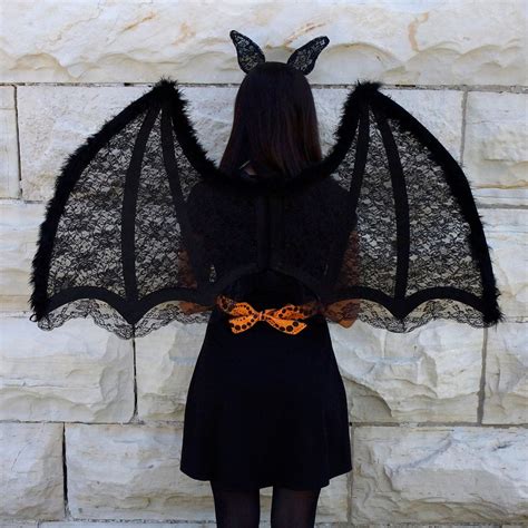Large Black Bat Wings And Led Headband Costume Set For Adults Etsy