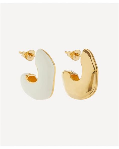 Missoma 18ct Gold Plated Squiggle Chubby Two Tone Enamel Hoop Earrings