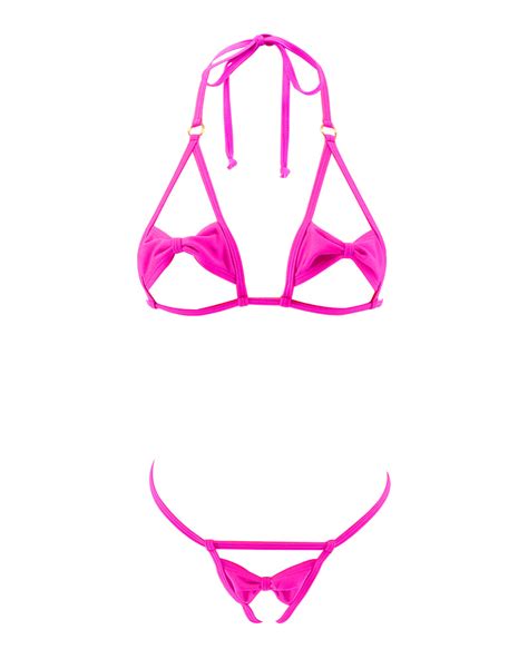 fuchsia bowknot open exposed extreme micro bikini crotchless g string thong 2pc sherrylo swimwear