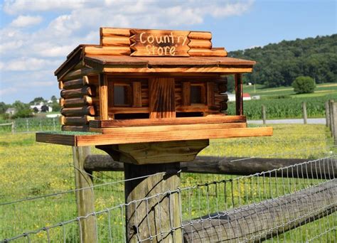 Bird Feeder Log Cabin Bird Feeder Country Store Amish Handmade Made In