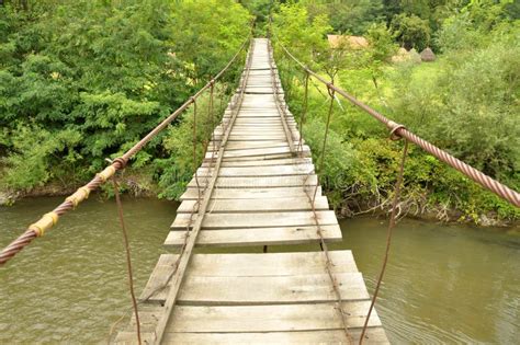 Wooden Bridge Over A River Stock Image Image Of Hiking 44713313