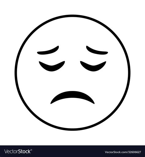Sad Emoji Face Classic Line Style Icon Royalty Free Vector
