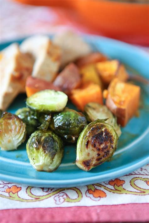 To make these spicy honey roasted brussels sprouts, i simply added all ingredients (recipe below) to a bowl and tossed until the sprouts were well coated then baked them on a sheet pan. Honey Balsamic Roasted Brussels Sprouts